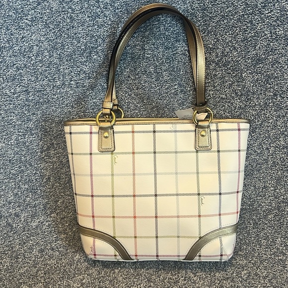 NWT Coach Peyton Tattersall Tote; animal-free smoke-feee home. - Picture 2 of 7